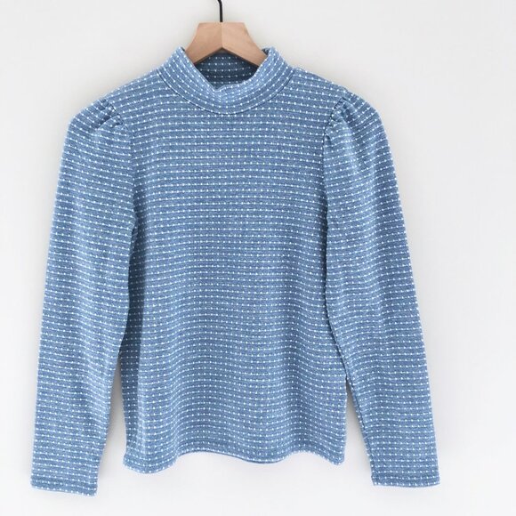 Madewell Jacquard Puff-Sleeve Mockneck Top - Picture 2 of 6